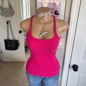 Y2K 2000s Hot Pink cotton Ribbed Tank Top